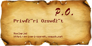 Privári Ozsvát névjegykártya